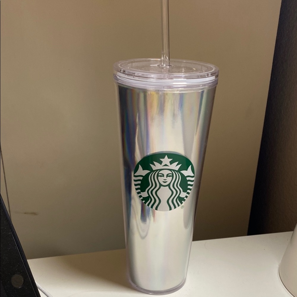 Starbucks Silver Tumbler with Straw